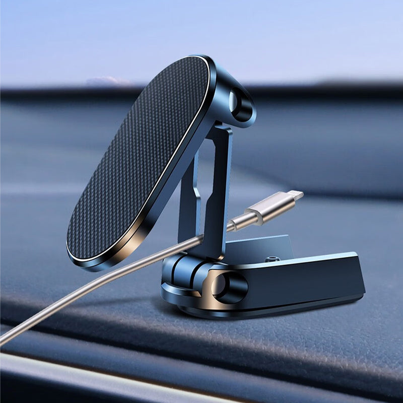 Foldable Magnetic Car Phone Holder | 360° Adjustable Metal Mount