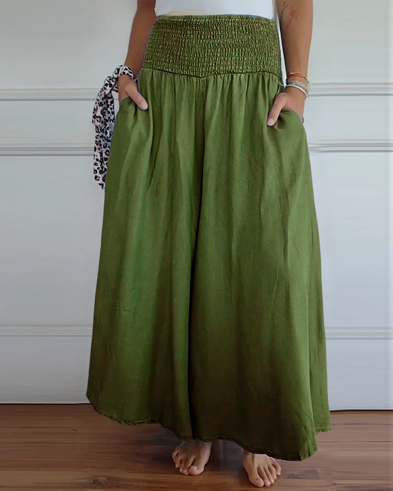 Women’s Wide-Leg Pants | High-Rise Fit | Elastic Waistband