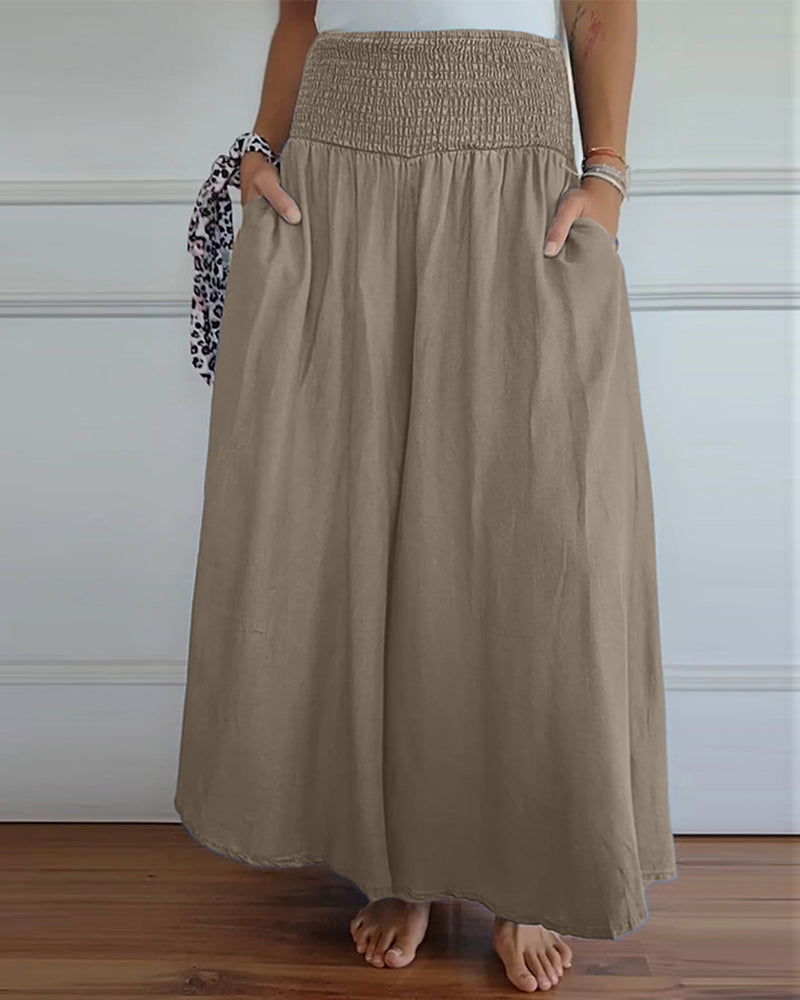 Women’s Wide-Leg Pants | High-Rise Fit | Elastic Waistband