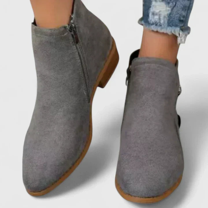 Women’s Low Heel Ankle Boots | Side Zipper | Soft Cushioned Insole