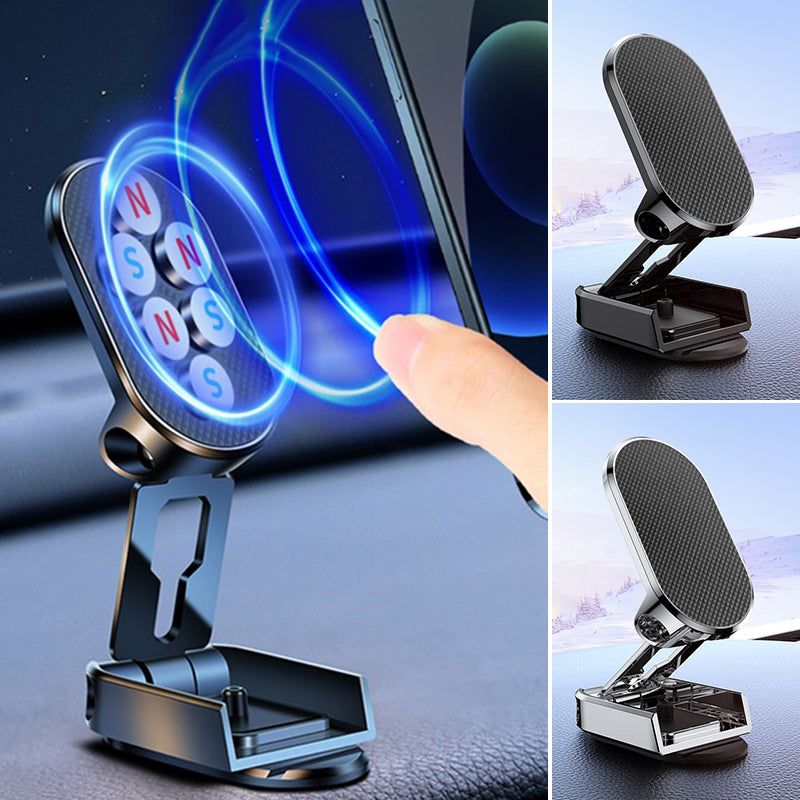Foldable Magnetic Car Phone Holder | 360° Adjustable Metal Mount