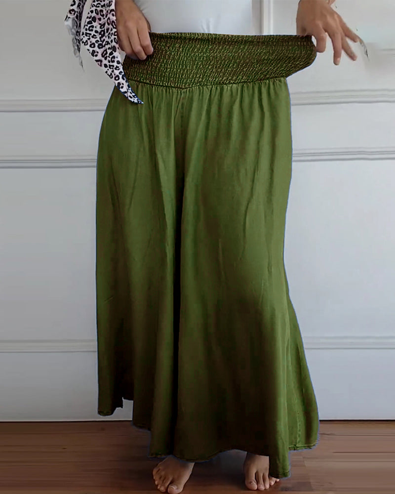 Women’s Wide-Leg Pants | High-Rise Fit | Elastic Waistband