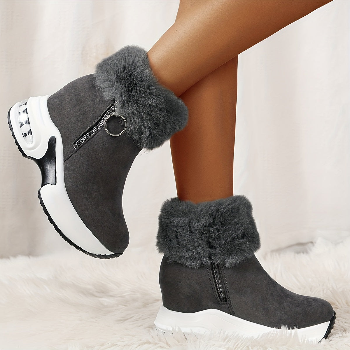 Women’s Cozy Lined Winter Boots | Wedge Comfort Design | Anti-Slip Sole