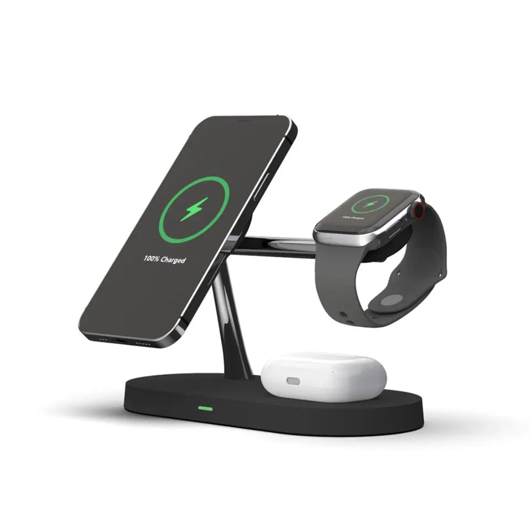 3-in-1 Wireless Charger | Fast Charging Station for Phone, Watch & Earbuds | Compact USB-C Dock