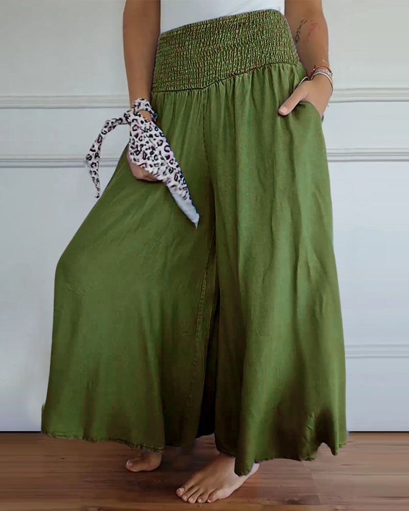 Women’s Wide-Leg Pants | High-Rise Fit | Elastic Waistband