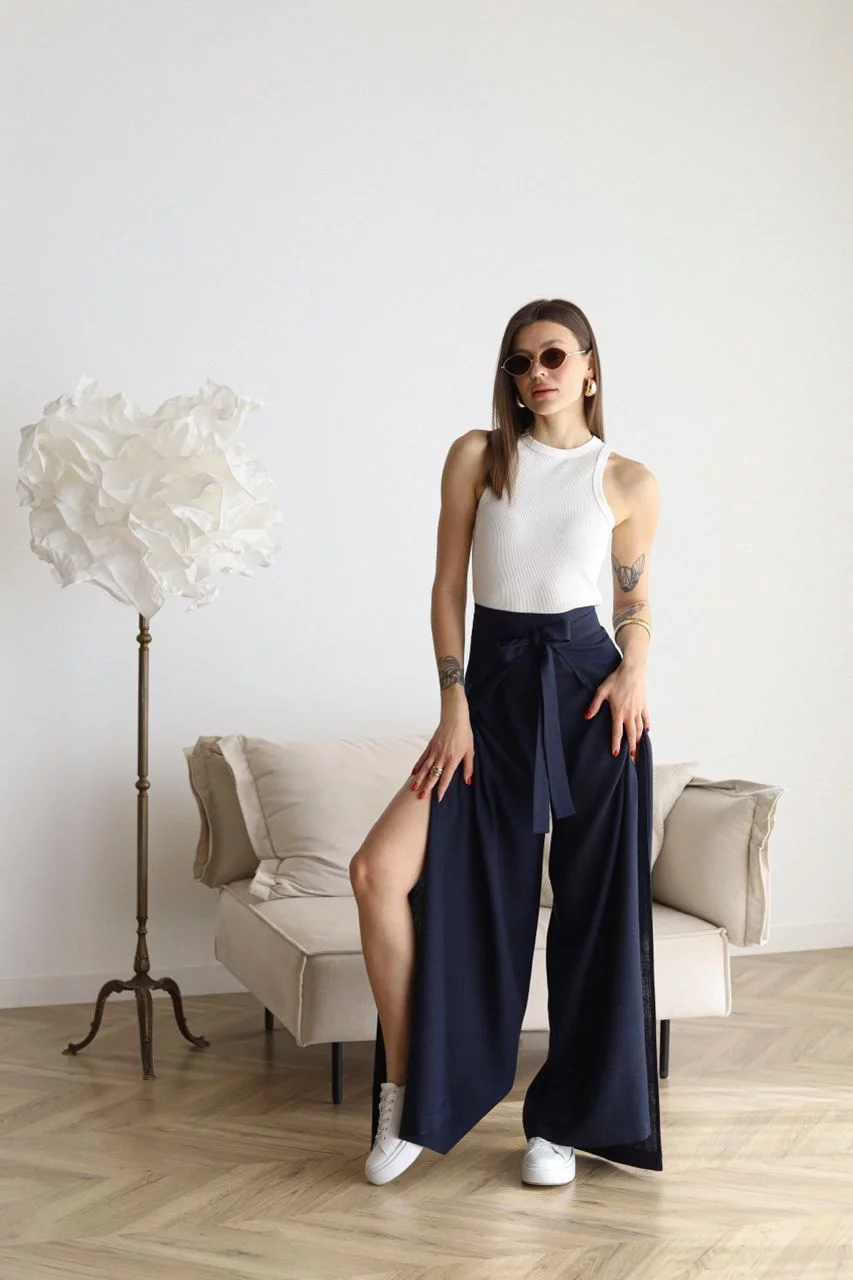 Women’s Wide-Leg Linen Pants | Cotton-Linen Blend | High-Rise Fit