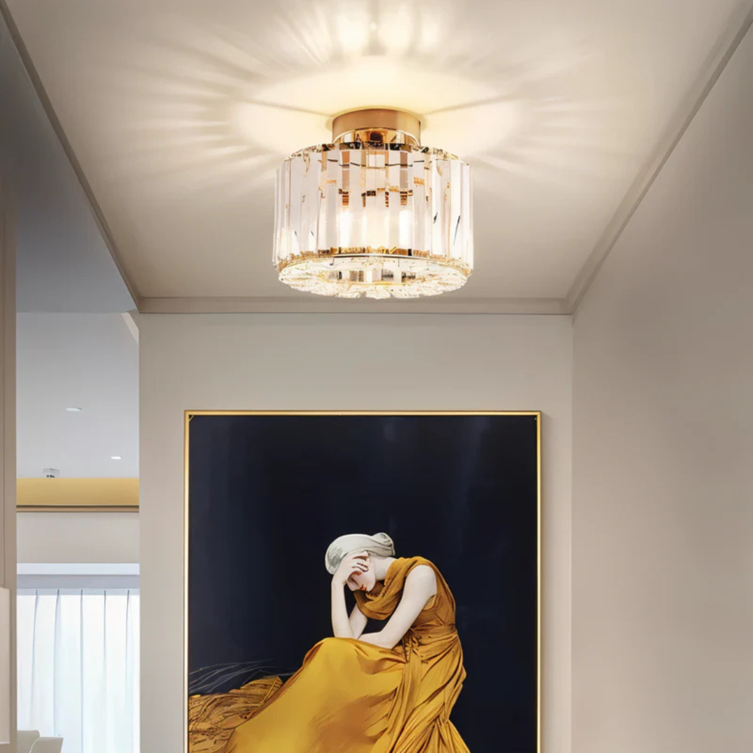Crystal Glass Ceiling Light | Modern LED Fixture for Elegant Living Spaces