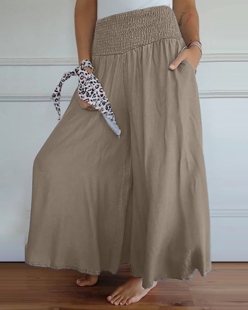 Women’s Wide-Leg Pants | High-Rise Fit | Elastic Waistband