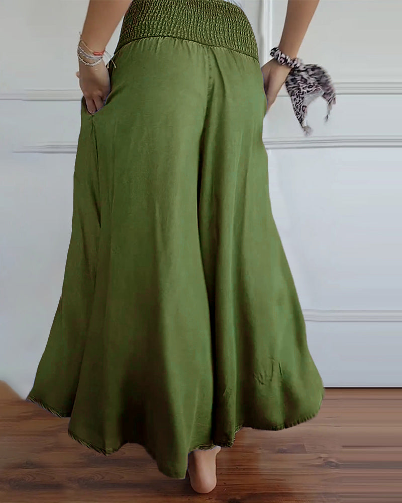 Women’s Wide-Leg Pants | High-Rise Fit | Elastic Waistband