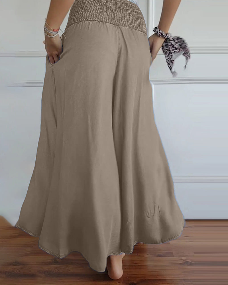 Women’s Wide-Leg Pants | High-Rise Fit | Elastic Waistband