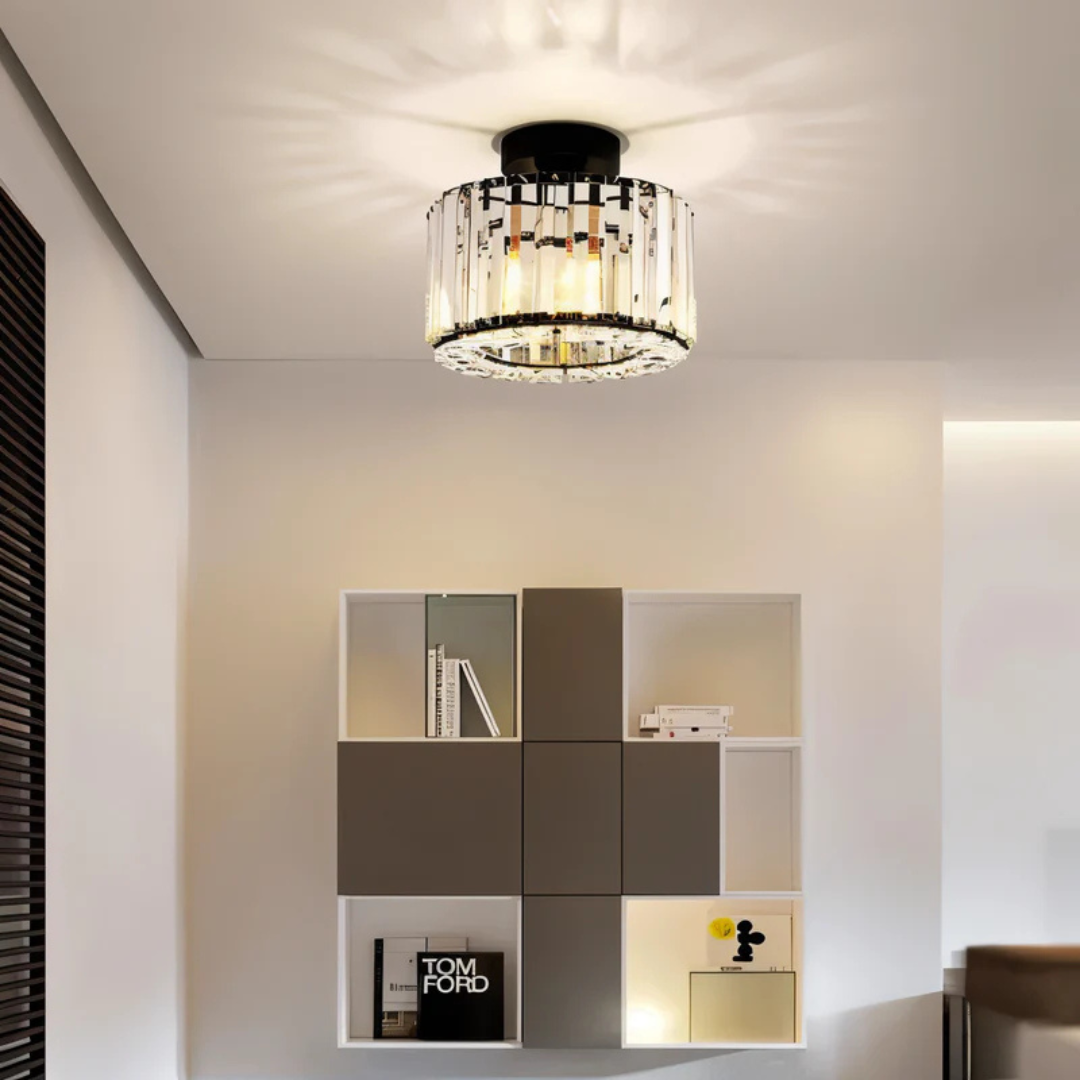 Crystal Glass Ceiling Light | Modern LED Fixture for Elegant Living Spaces
