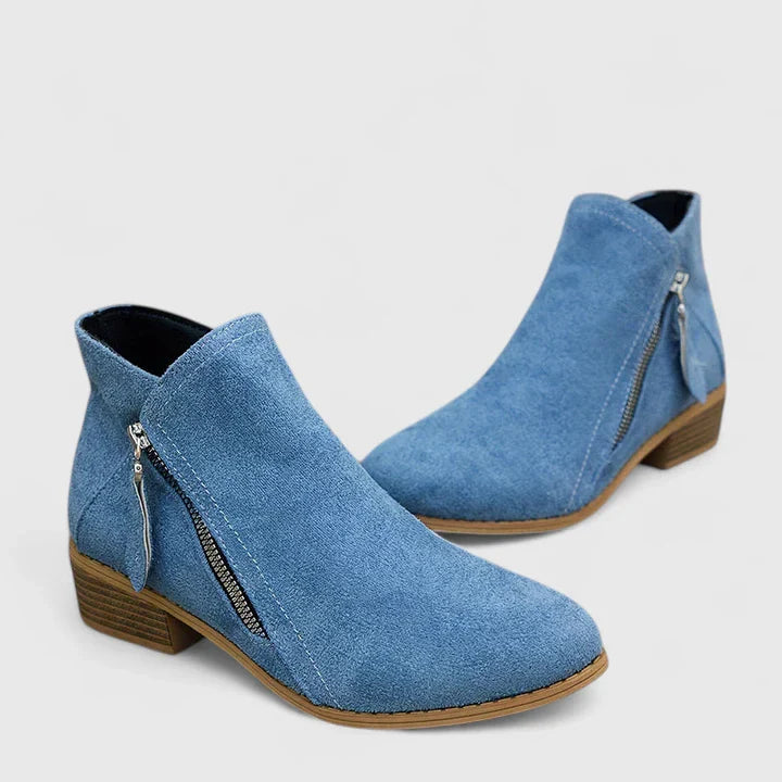 Women’s Low Heel Ankle Boots | Side Zipper | Soft Cushioned Insole
