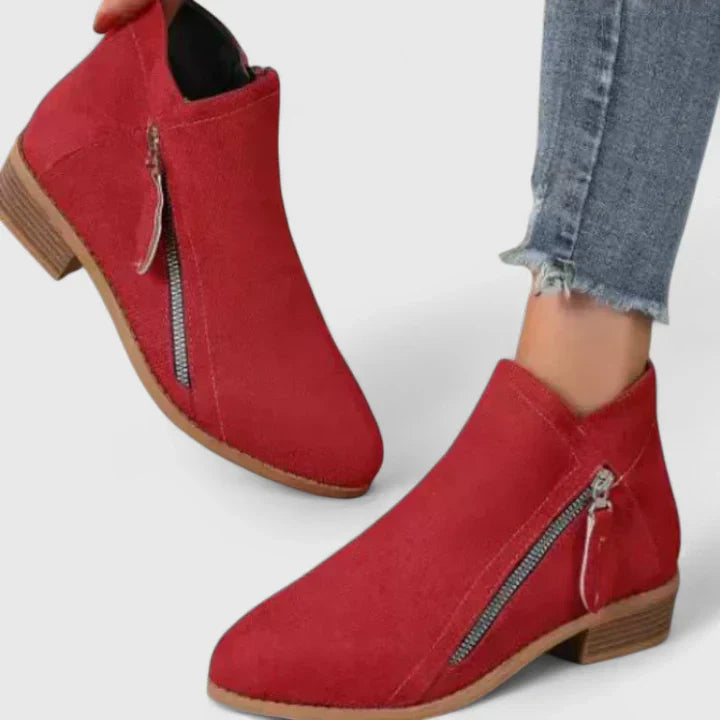 Women’s Low Heel Ankle Boots | Side Zipper | Soft Cushioned Insole