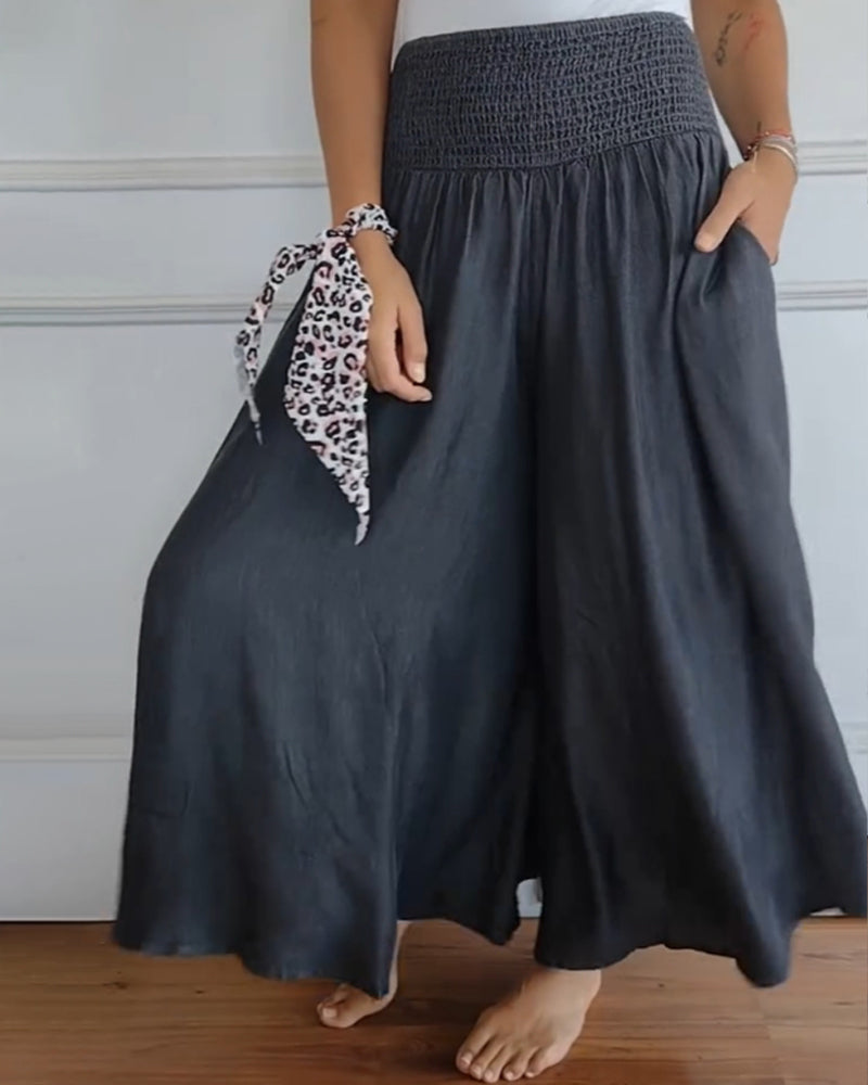 Women’s Wide-Leg Pants | High-Rise Fit | Elastic Waistband