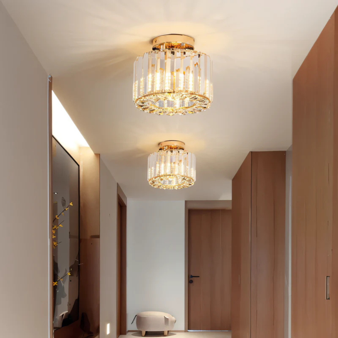 Crystal Glass Ceiling Light | Modern LED Fixture for Elegant Living Spaces