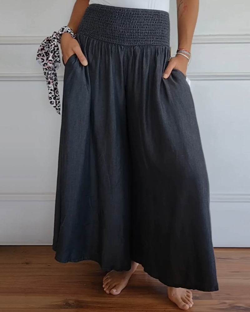 Women’s Wide-Leg Pants | High-Rise Fit | Elastic Waistband