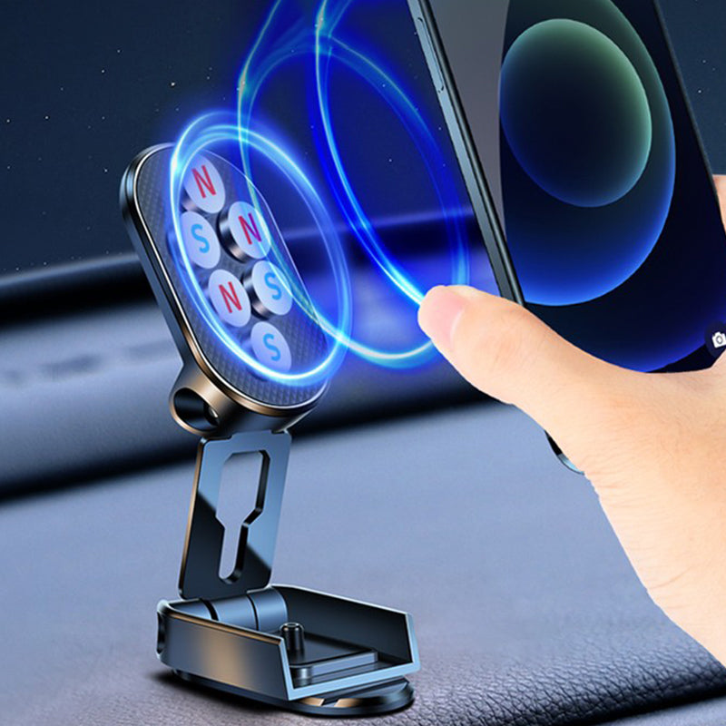 Foldable Magnetic Car Phone Holder | 360° Adjustable Metal Mount