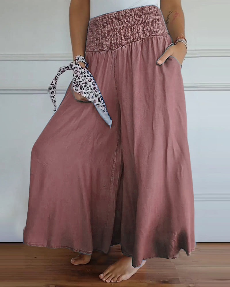 Women’s Wide-Leg Pants | High-Rise Fit | Elastic Waistband