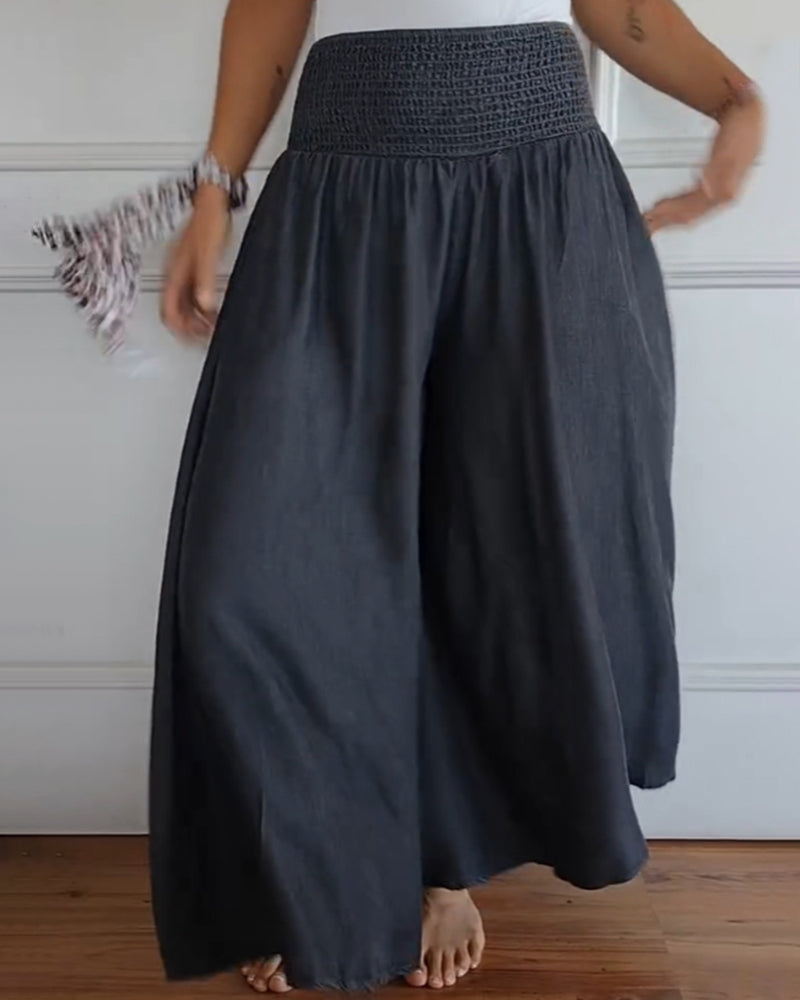 Women’s Wide-Leg Pants | High-Rise Fit | Elastic Waistband