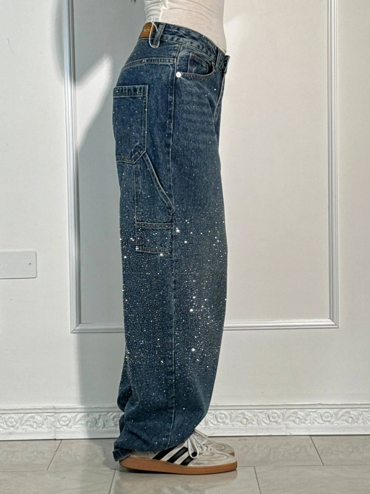 Women’s High-Waist Glitter Jeans | Stretch Denim | Slim Fit Design