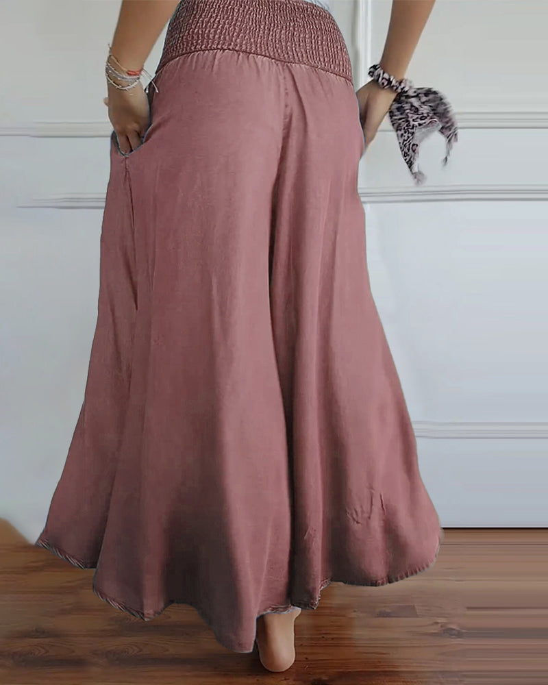 Women’s Wide-Leg Pants | High-Rise Fit | Elastic Waistband