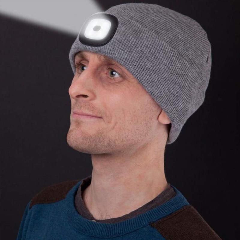 LED Knit Beanie Hat | Warm Winter Cap with Built-In Light for Outdoor Activities