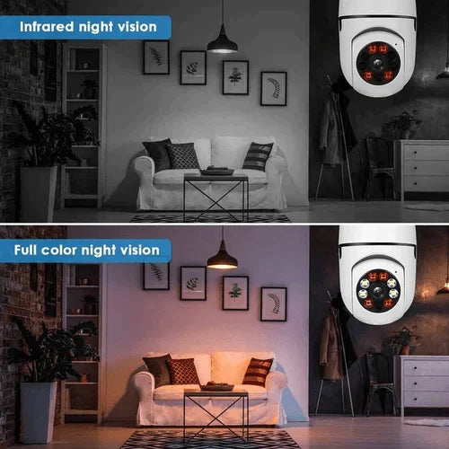 Wireless Light Bulb Security Camera | 1080P WiFi Smart Pan-Tilt Surveillance with Night Vision & Two-Way Audio