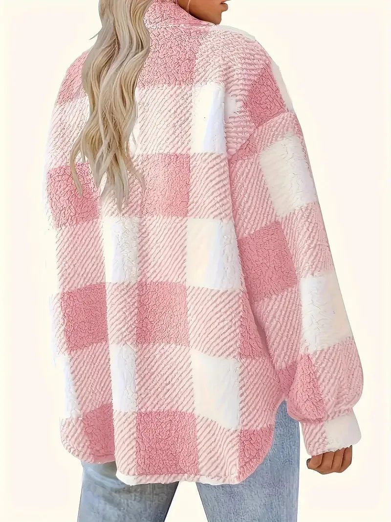 Caden Women's Fleece Jacket | Classic Plaid Design 2