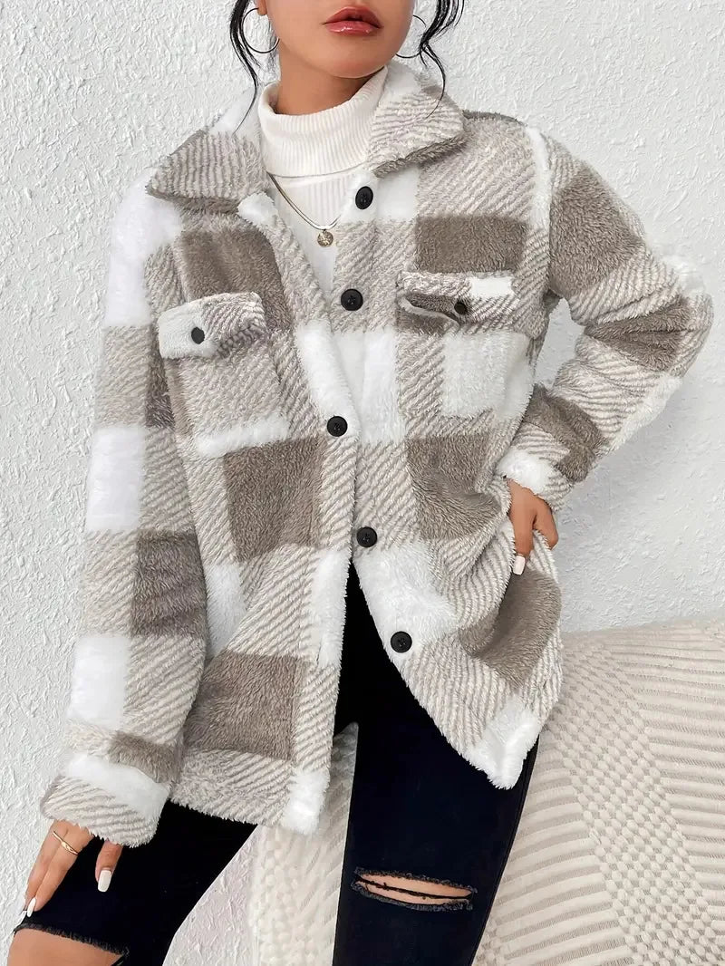 Caden Women's Fleece Jacket | Classic Plaid Design 5
