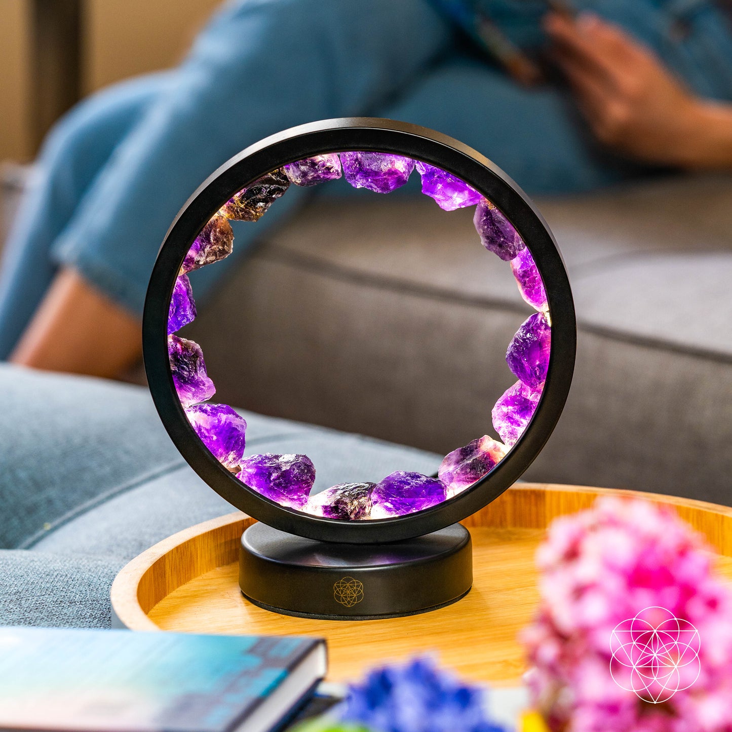 Amethyst Halo Lamp | Crystal Light | Adjustable 30 Modes | Natural Amethyst Stones