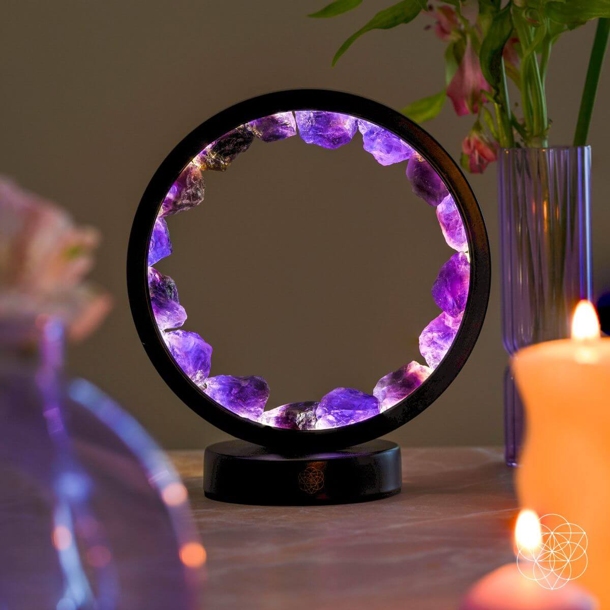 Amethyst Halo Lamp | Crystal Light | Adjustable 30 Modes | Natural Amethyst Stones