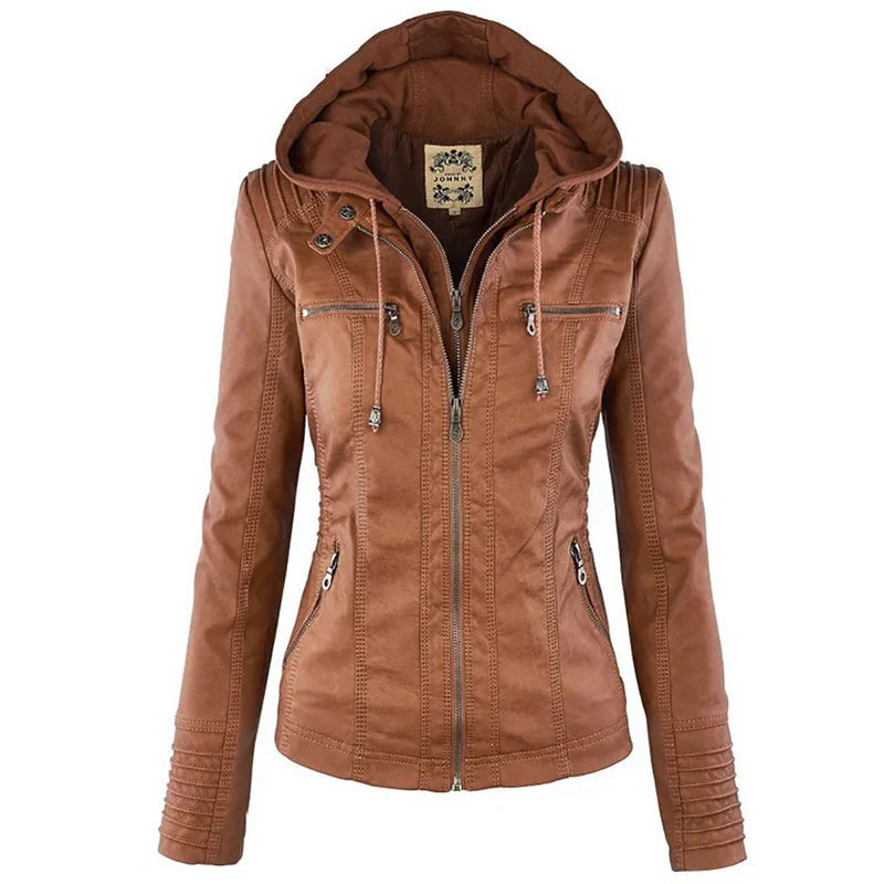 Elysia Women's Faux Leather Jacket | Waterproof, Slim Fit 1
