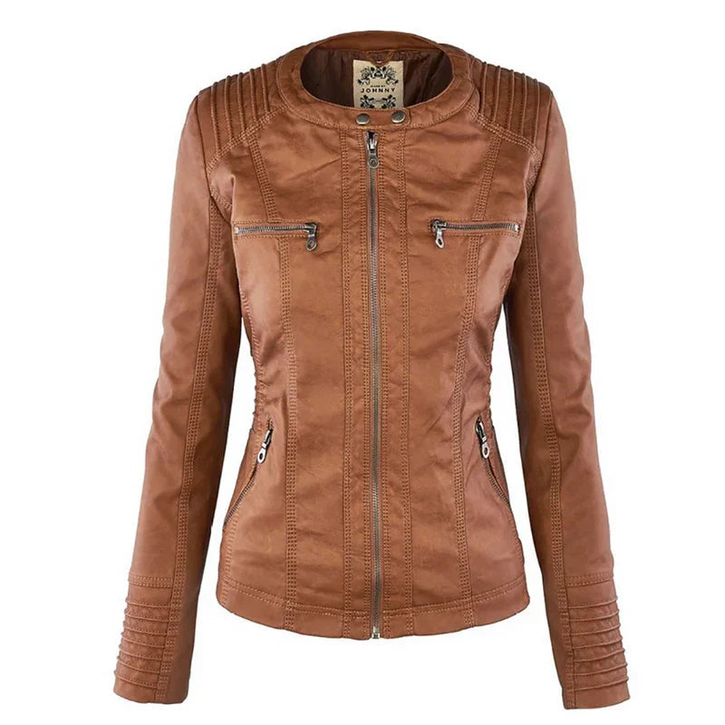 Elysia Women's Faux Leather Jacket | Waterproof, Slim Fit 2