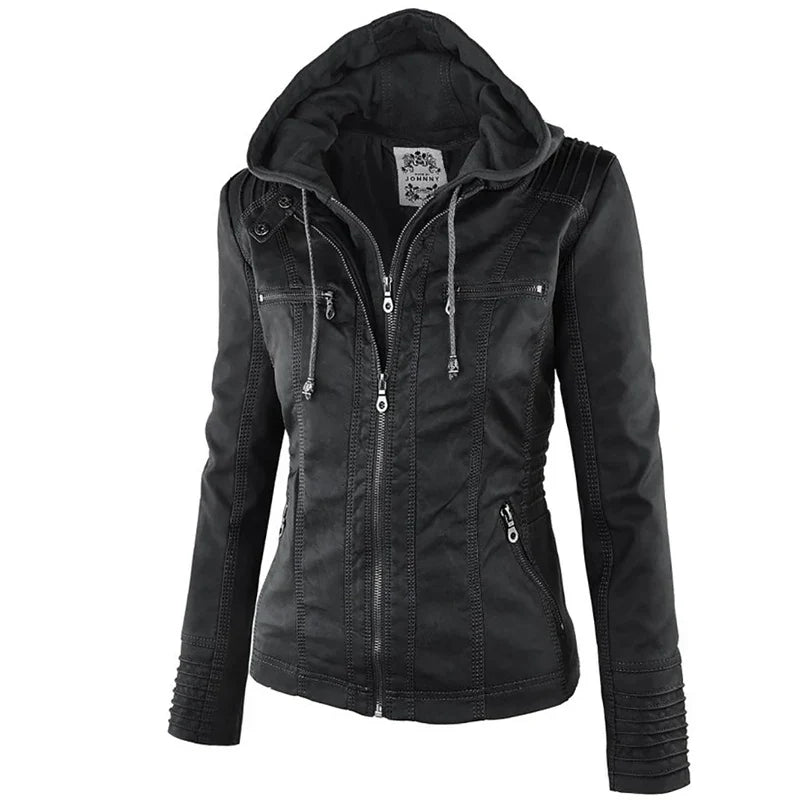 Elysia Women's Faux Leather Jacket | Waterproof, Slim Fit 4