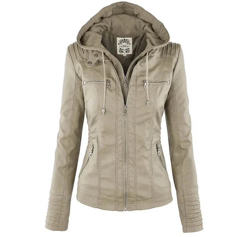 Elysia Women's Faux Leather Jacket | Waterproof, Slim Fit 7