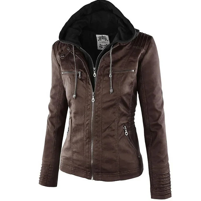 Elysia Women's Faux Leather Jacket | Waterproof, Slim Fit 8