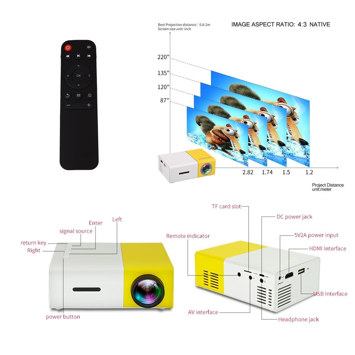 Portable Mini Projector | Compact Home Theater | Compatible with Phones, Laptops & Consoles