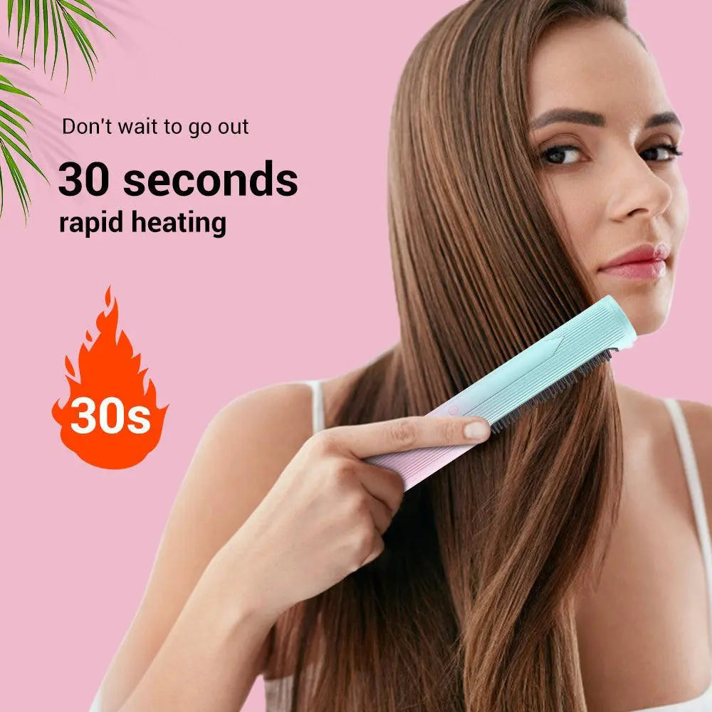 Portable Anti-Frizz Hair Straightening Brush | Ionic Smoothing Tool