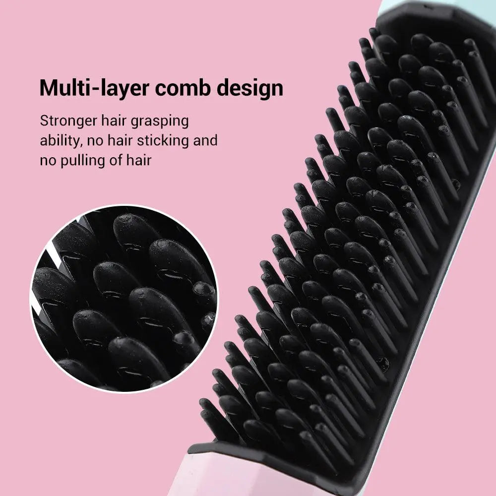 Portable Anti-Frizz Hair Straightening Brush | Ionic Smoothing Tool