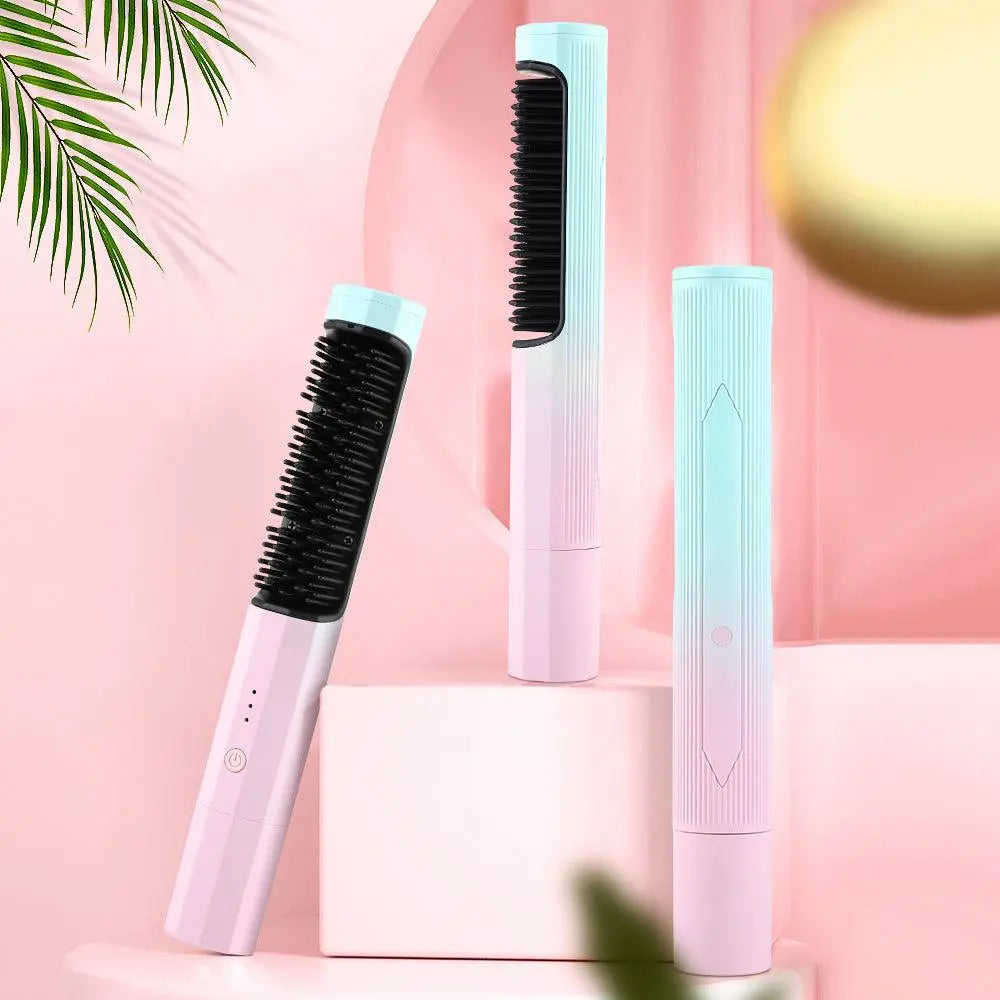 Portable Anti-Frizz Hair Straightening Brush | Ionic Smoothing Tool