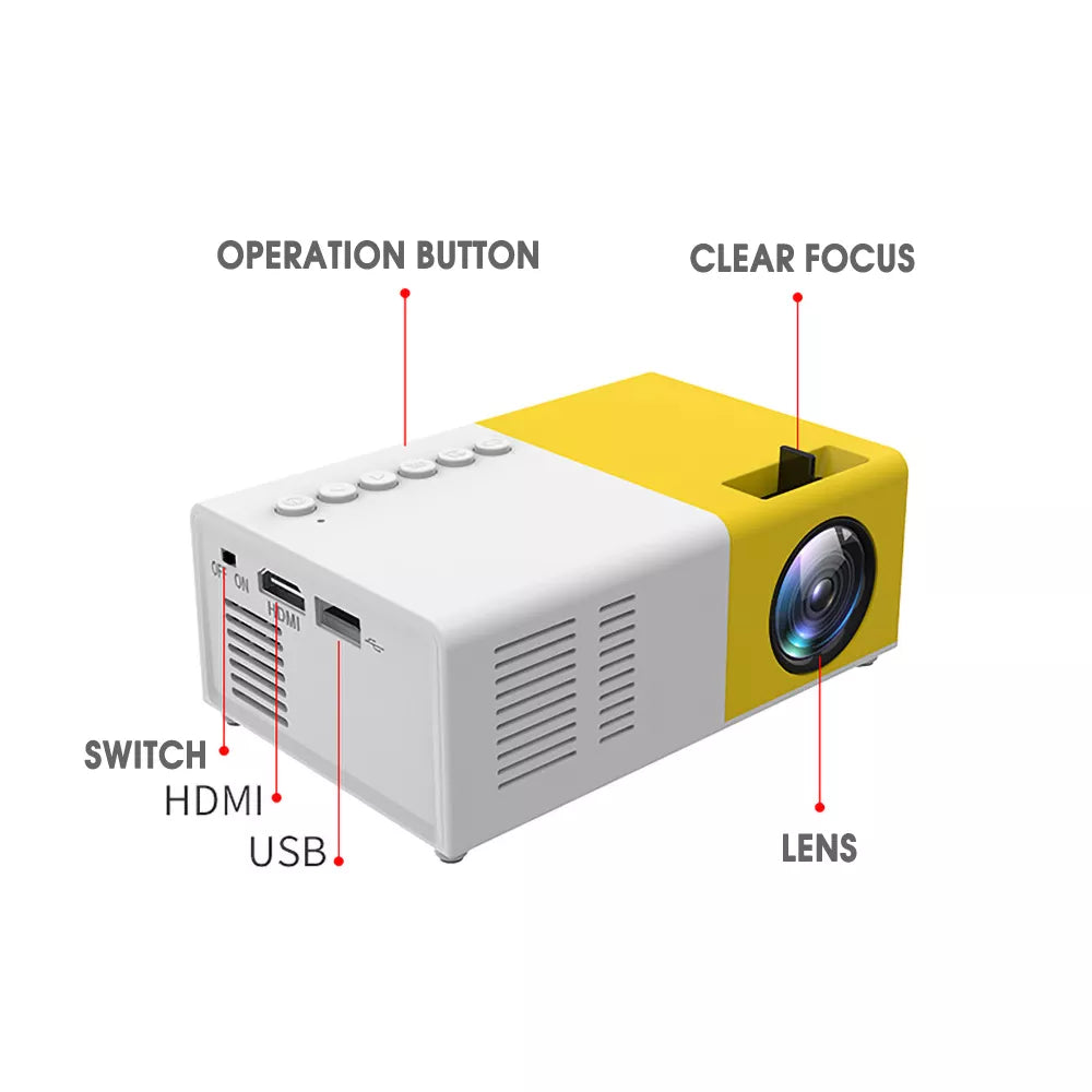 Portable Mini Projector | Compact Home Theater | Compatible with Phones, Laptops & Consoles