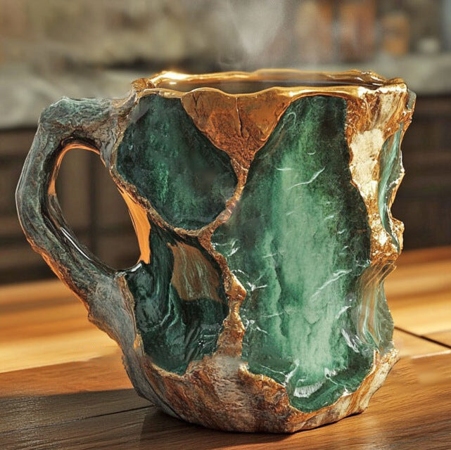 Handcrafted Mineral Crystal Mug | Insulated | Dishwasher & Microwave Safe | 12–15 oz Capacity