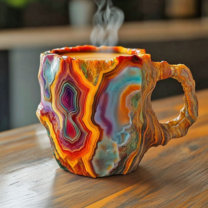Handcrafted Mineral Crystal Mug | Insulated | Dishwasher & Microwave Safe | 12–15 oz Capacity