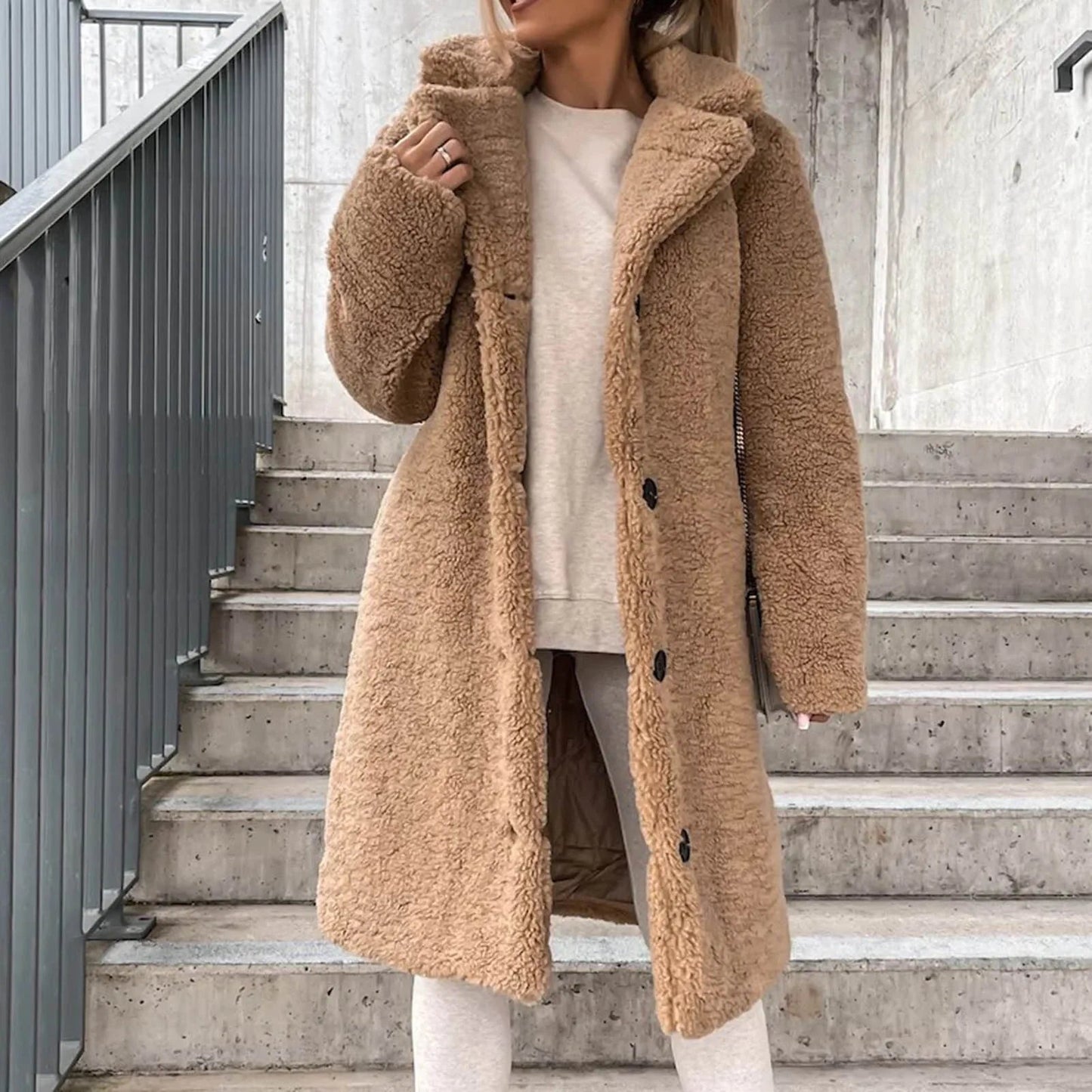 Indie Women's Coat | Longline Plush Faux Fur Design 5