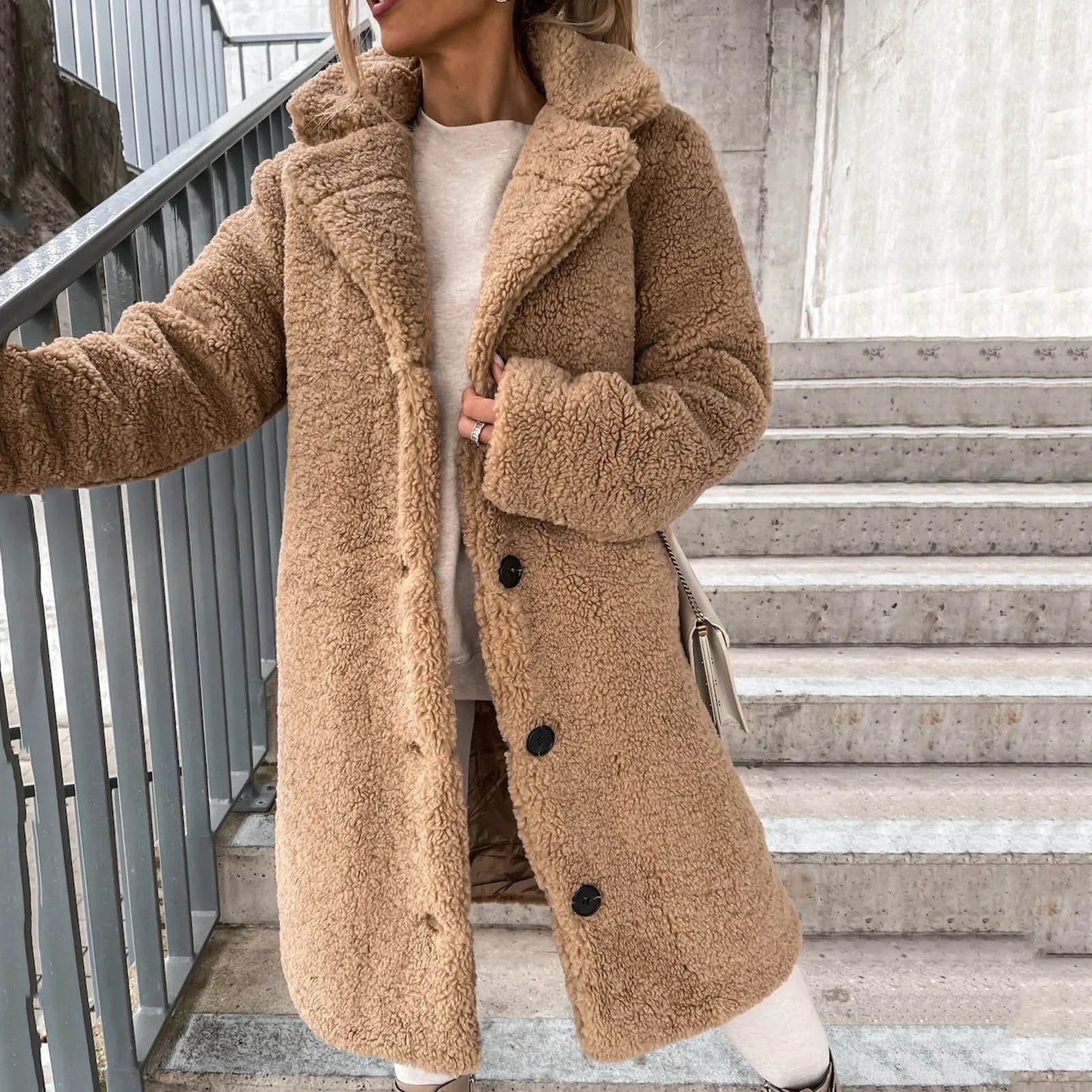 Indie Women's Coat | Longline Plush Faux Fur Design 7