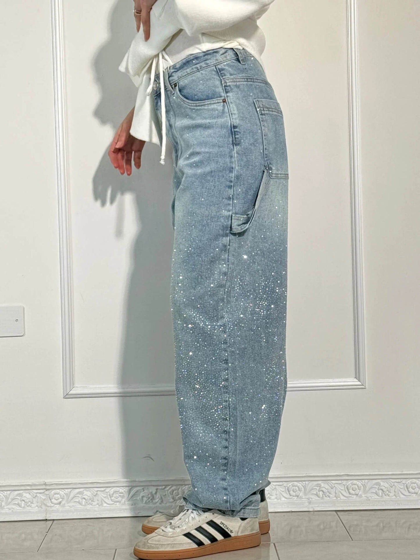 Women’s High-Waist Glitter Jeans | Stretch Denim | Slim Fit Design