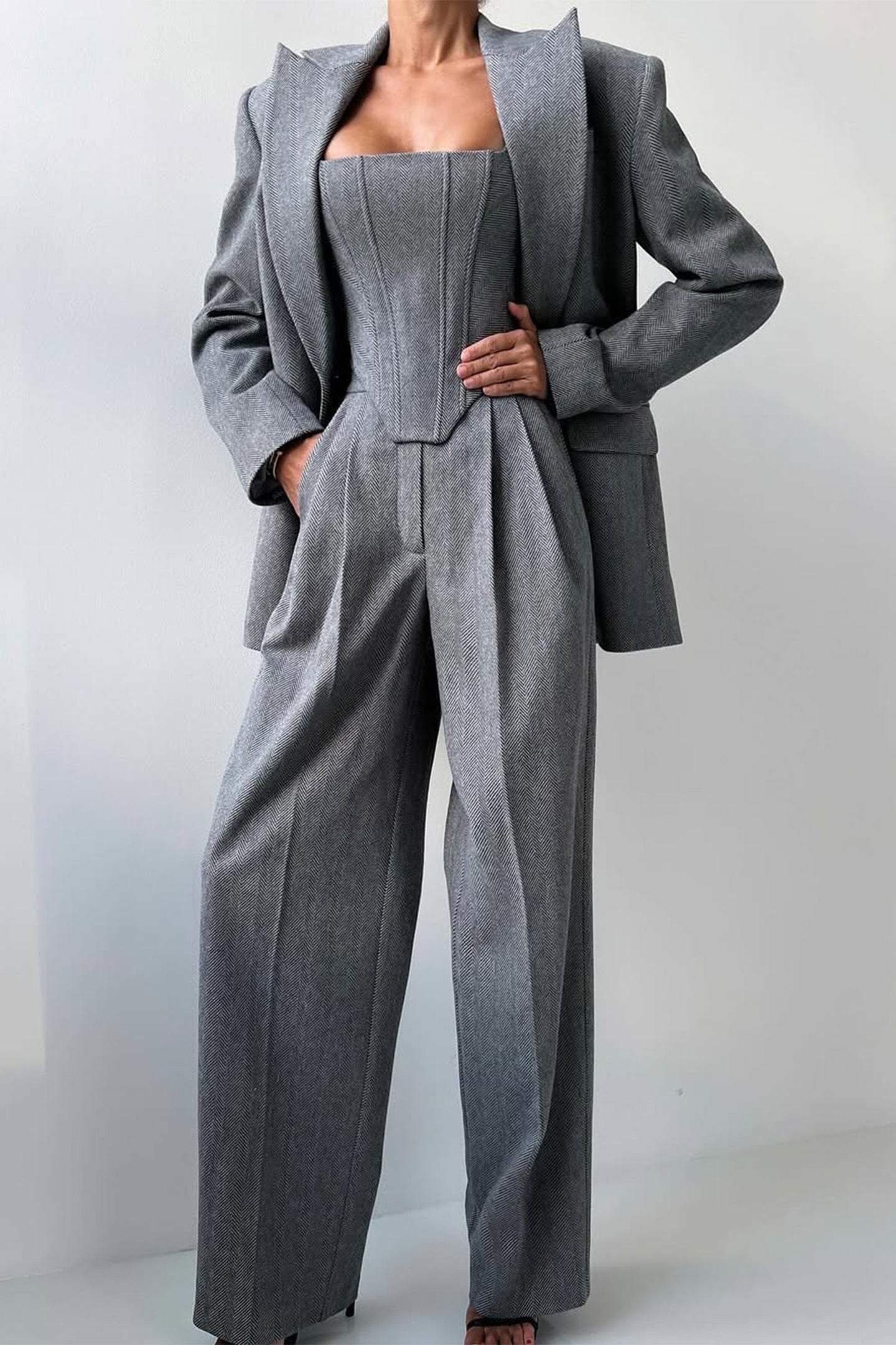 Kira Women's Three-Piece Set | Double-Breasted Blazer, Tailored Fit 1