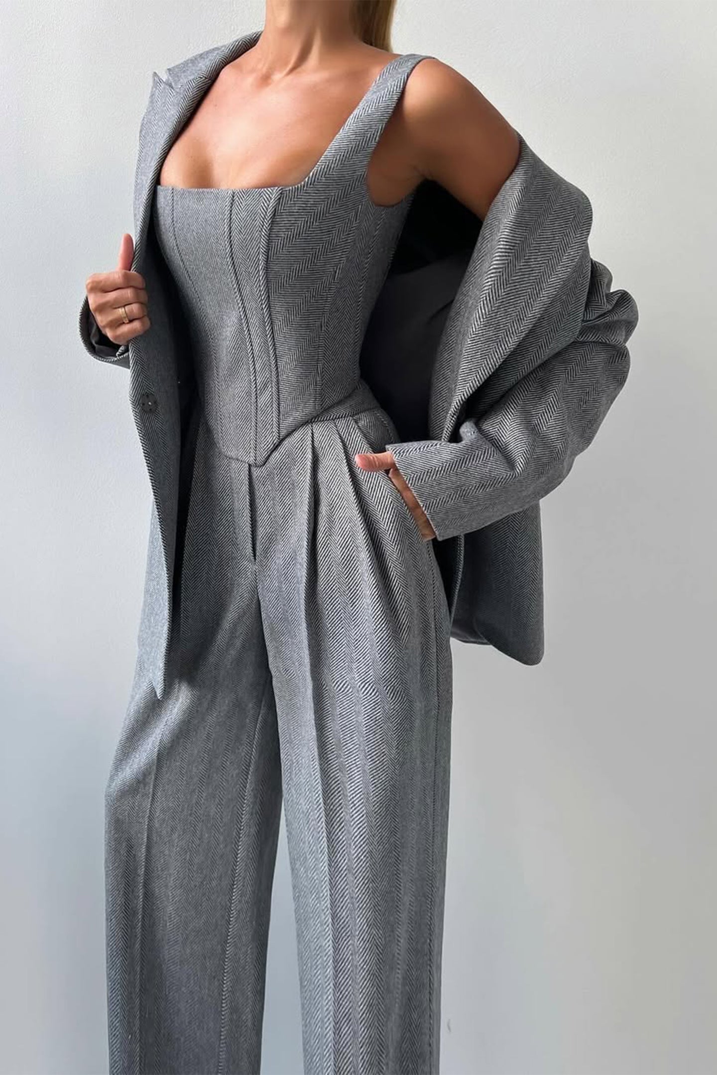 Kira Women's Three-Piece Set | Double-Breasted Blazer, Tailored Fit 4
