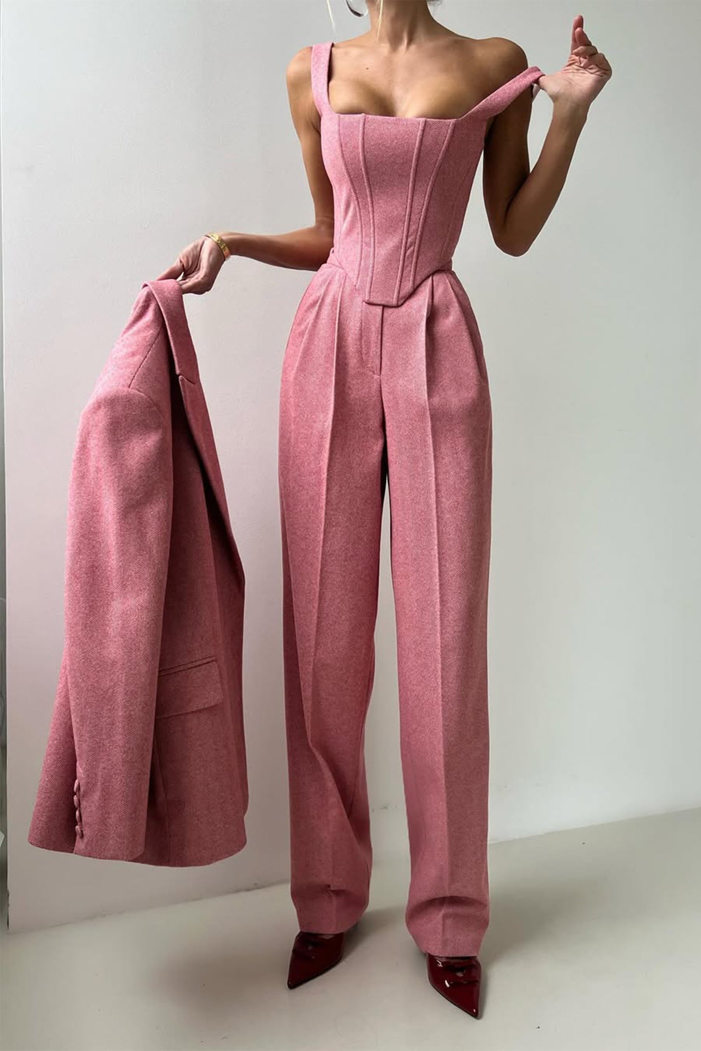 Kira Women's Three-Piece Set | Double-Breasted Blazer, Tailored Fit 8