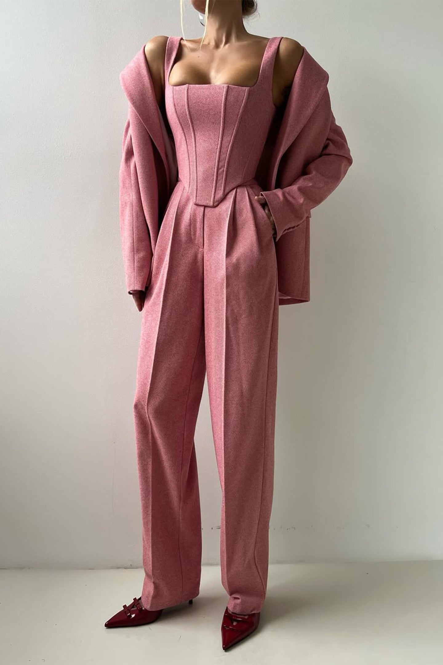 Kira Women's Three-Piece Set | Double-Breasted Blazer, Tailored Fit 9